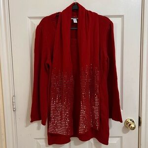 NWT Style & Co Macy’s Elegant Red Sweater with Sequins Scarf